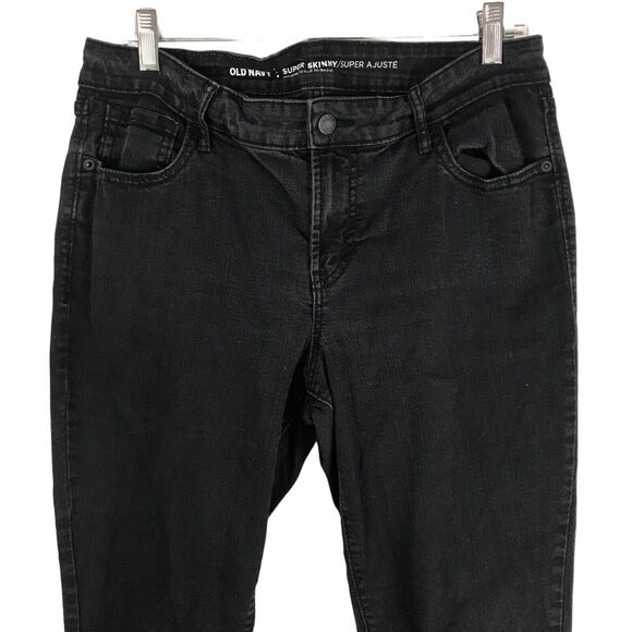 Old Navy Super Skinny Jeans Women's Size 12 Black Mid-Rise Stretch Faded Look - Picture 5 of 8